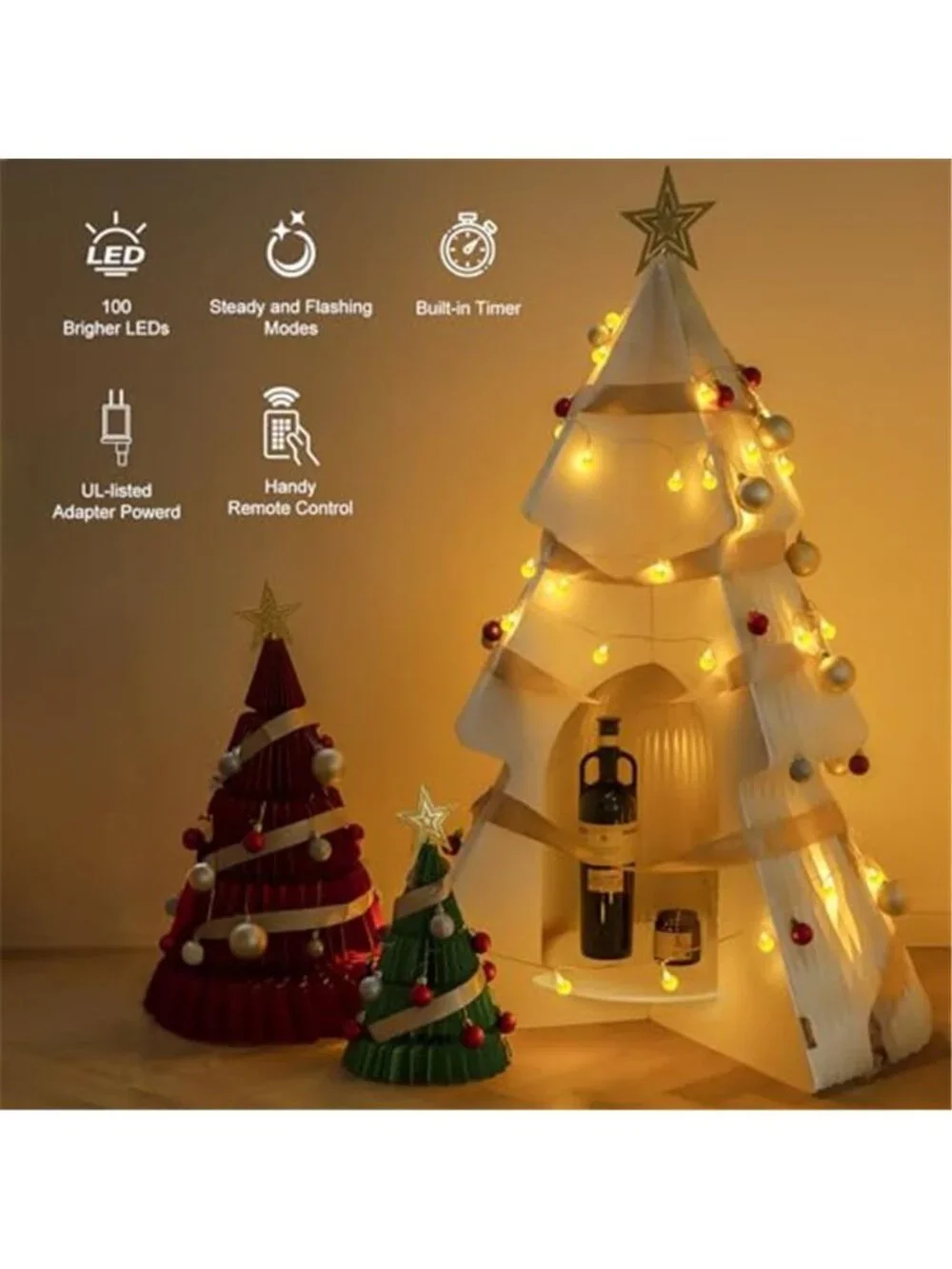 Globe String Lights - Plug in 33 ft 100 LED Crystal Globe Fairy Lights